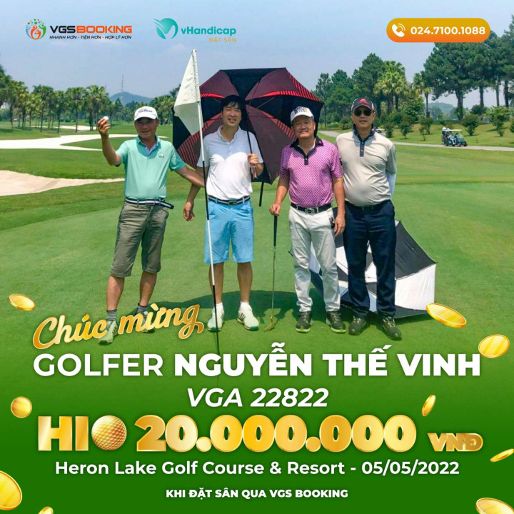 Golfer Nguyễn Thế Vinh nhận 20 triệu đồng nhờ đặt sân qua VGS Booking