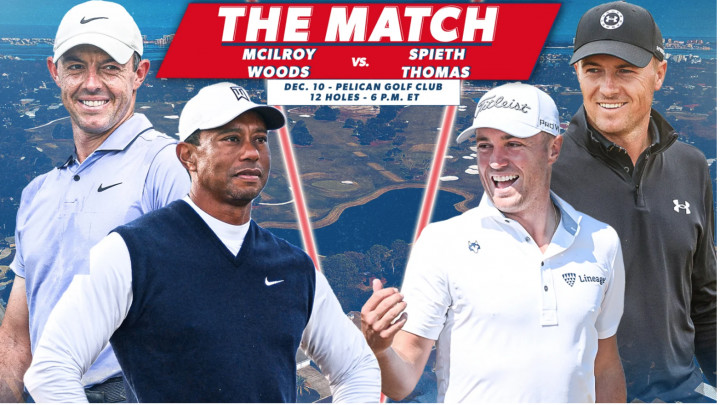 Tiger Woods và Rory McIlroy lấn át Jordan Spieth và Justin Thomas về các con số trước thềm The Match